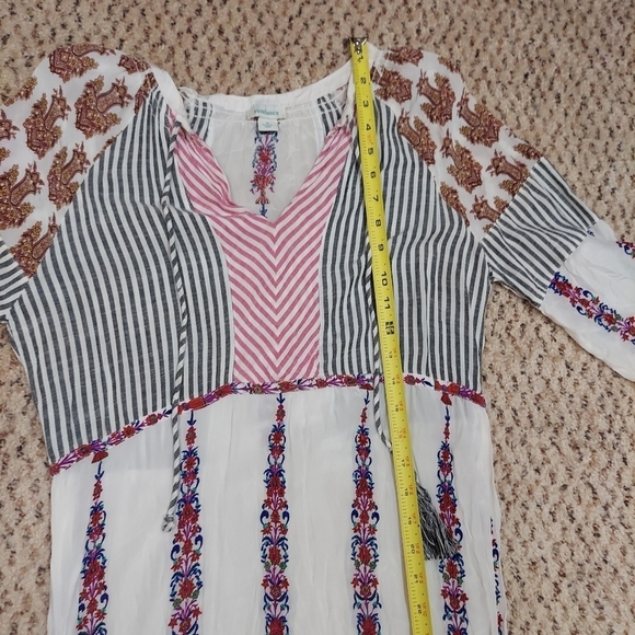 Sundance Mixed Print Striped Embroidered Floral Dress Women’s S Bohemian - Picture 10 of 16